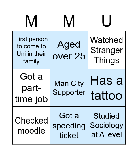 Welcome Week Quiz Bingo Card