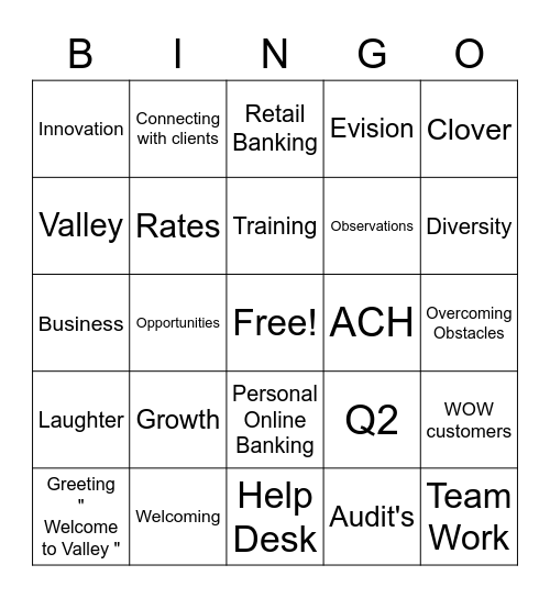 Valley Bank Lakeland Bingo Card