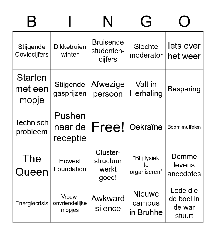 Opening Academiejaar Bingo Card