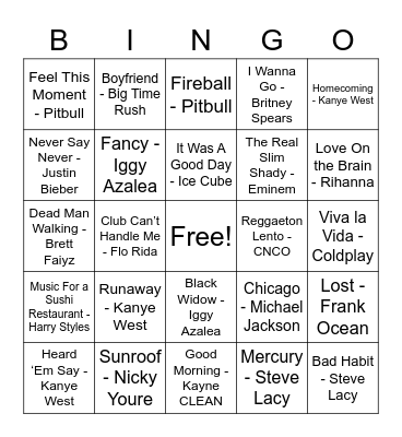 Music Bingo! Bingo Card