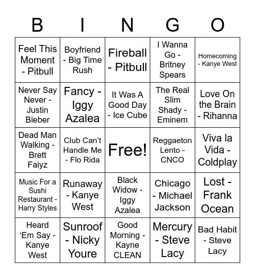 Music Bingo! Bingo Card