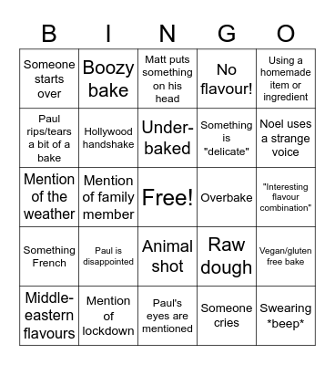 GBBO Bingo! 2022 Bingo Card