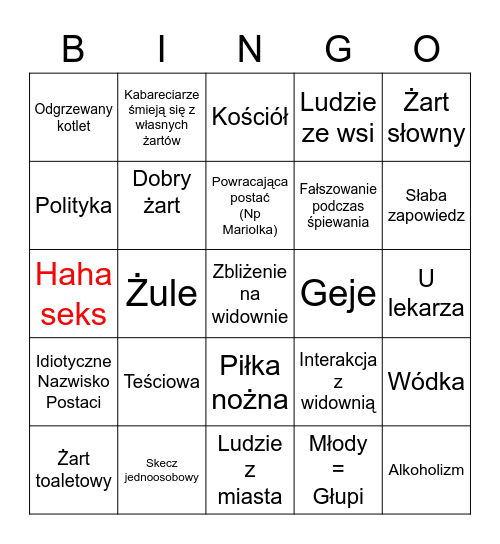 Polski Kabaret Bingo Card