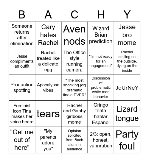 Bachy Bingo Card