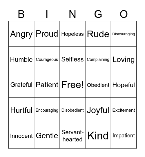 ACT-ITUDE BINGO Card