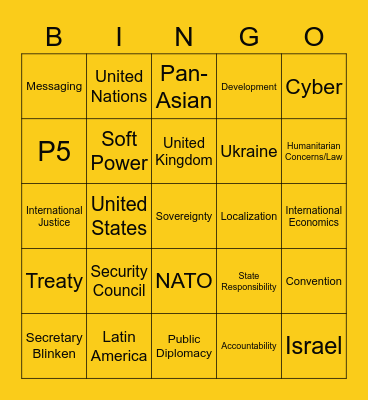 Global Governance Bingo Card