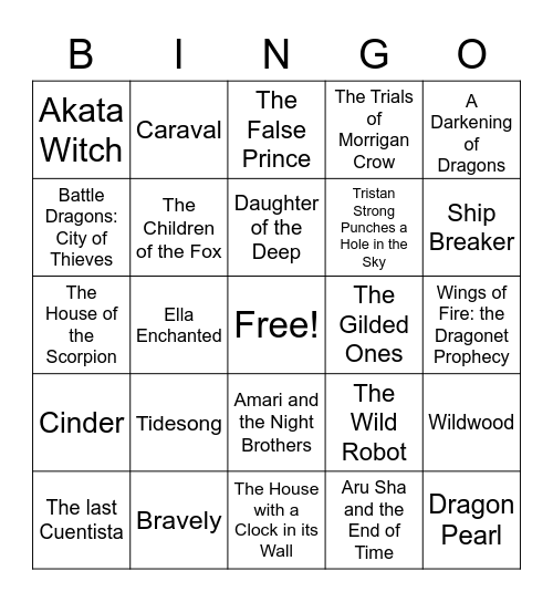 Fantasy and Sci-Fi Bingo Card