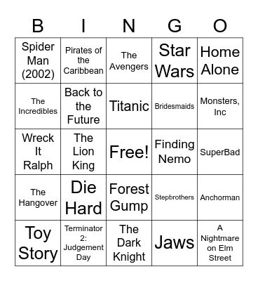 Movie Bingo Card