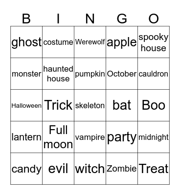 Halloween Bingo Card