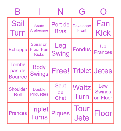Lyrical 1/2 Bingo Card