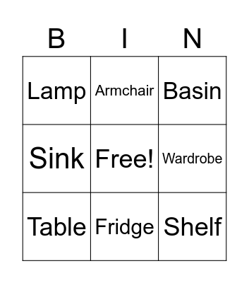 Furniture Bingo Card