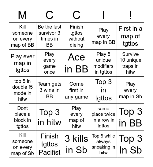 MCC Island Bingo Card