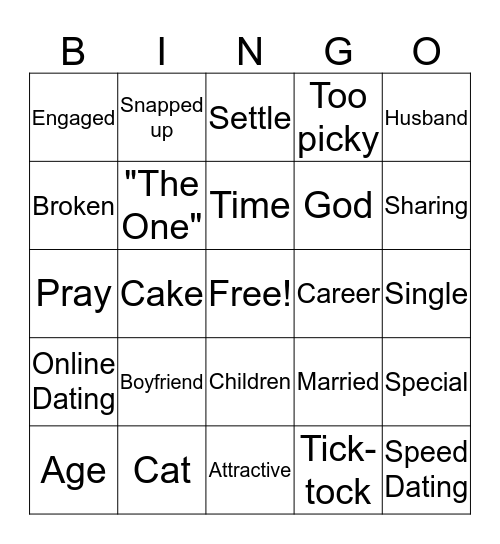 Single Girl Bingo Card