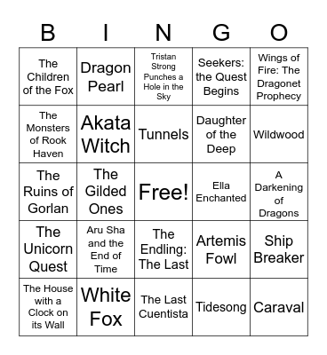 Fantasy and Sci-Fi Bingo Card