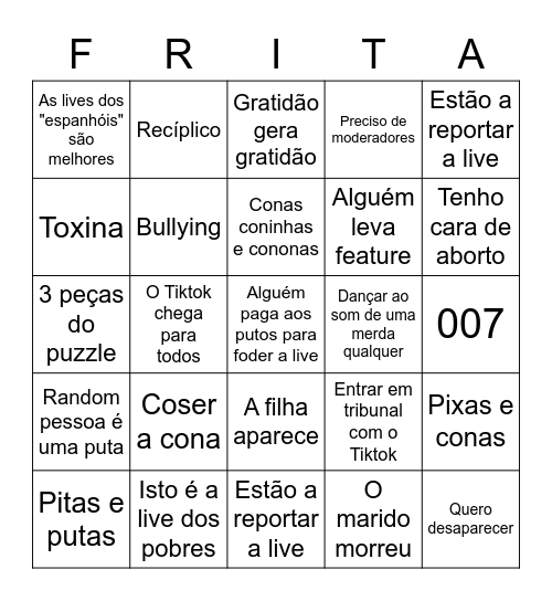 Bingo da Live da Ferreira Bingo Card