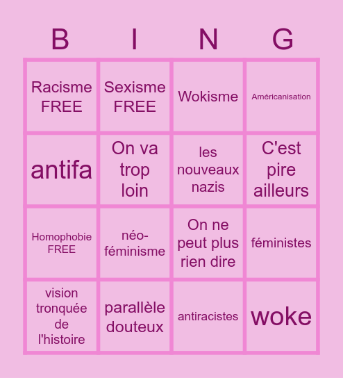 Panic Morale Bingo Card