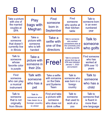 SPA BINGO Card