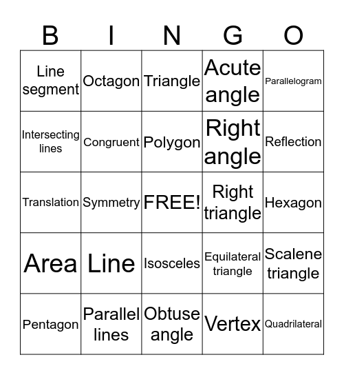 Geomatry bingo! Bingo Card