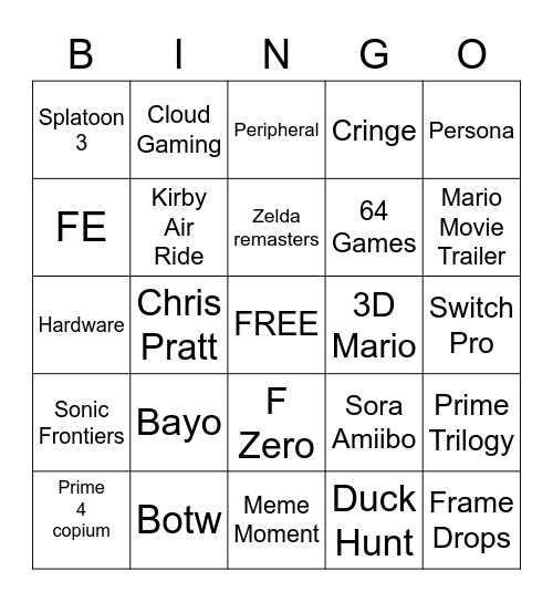 Direct 13th Bingo Card