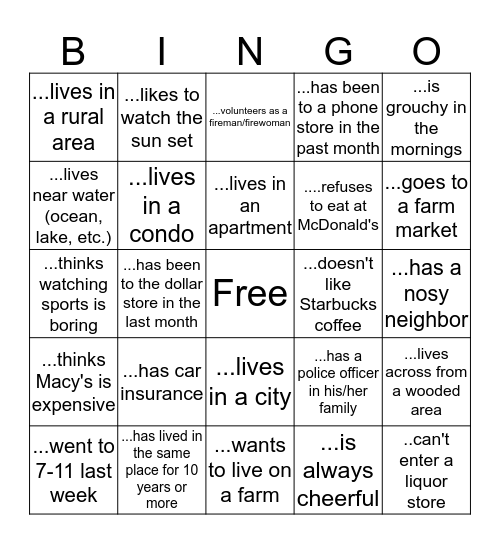 Find someone who.... Bingo Card