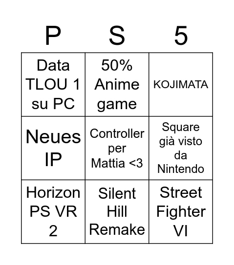 State of Play 13/09/2022 Bingo Card