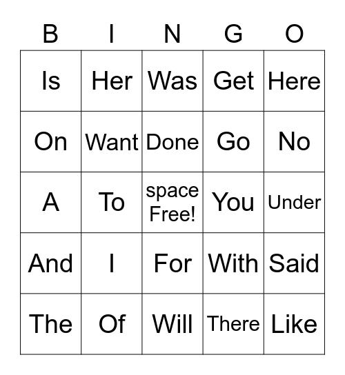 red words Bingo Card