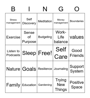 The 8 Dimensions of Wellness Bingo Card