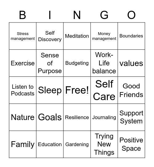 The 8 Dimensions of Wellness Bingo Card