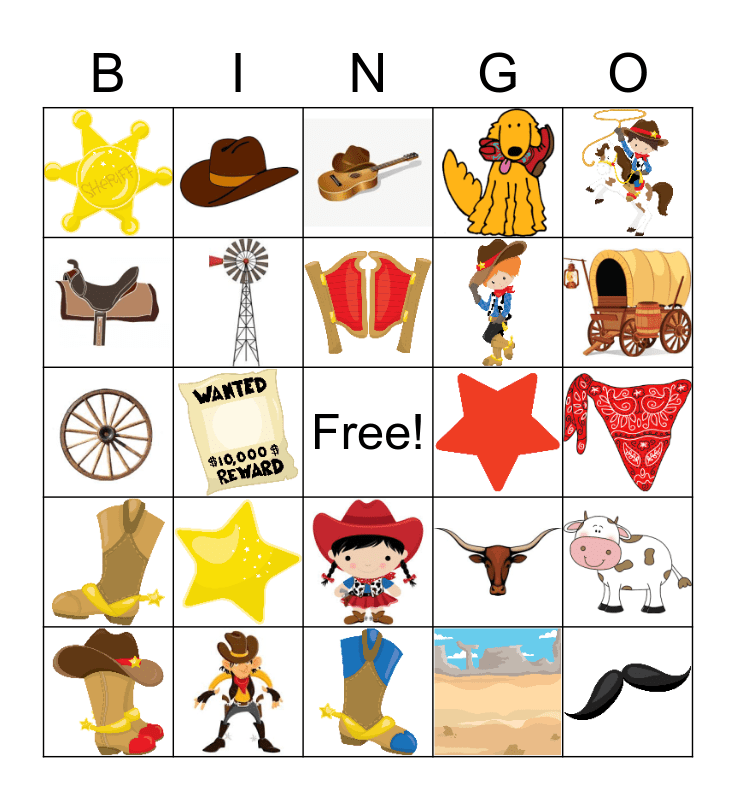 Cowboy Bingo Card