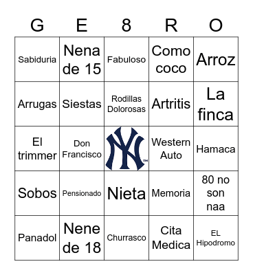 80 No Son Naaaa... Bingo Card