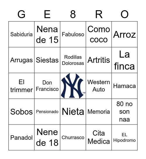 80 No Son Naaaa... Bingo Card