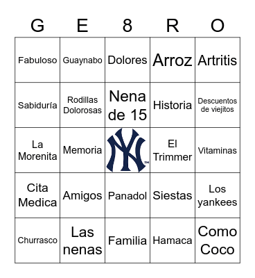 80 No Son Naaaaa... Bingo Card