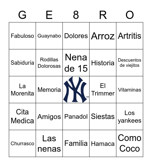 80 No Son Naaaaa... Bingo Card