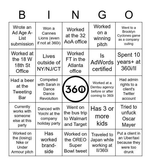 360i OG BINGO! Bingo Card