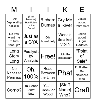MIKE BINGO Card