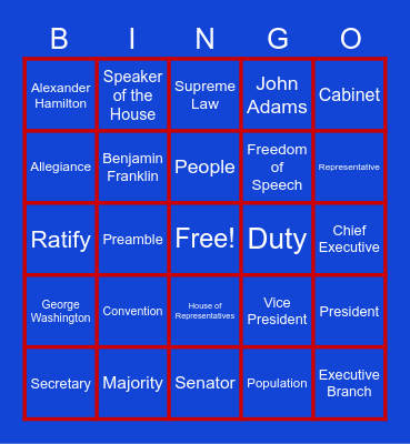 Constitution Bingo Card