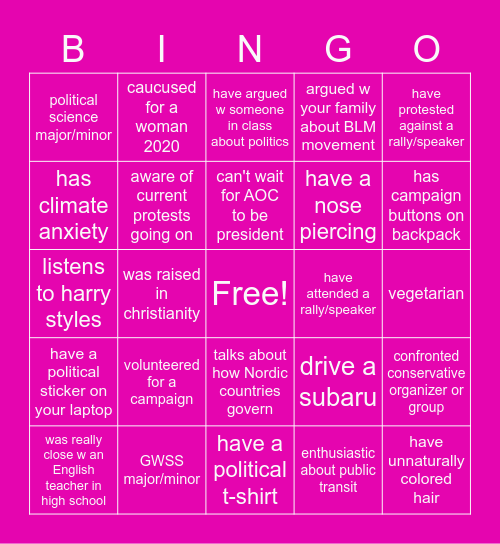 PROGRESSIVE BINGO Card