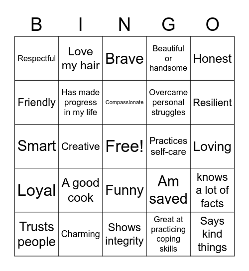 Strengths Bingo Card