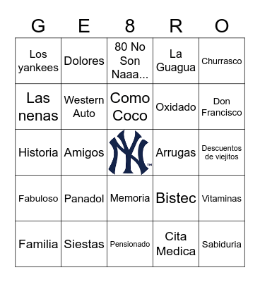 80 No Son Naaaa... Bingo Card
