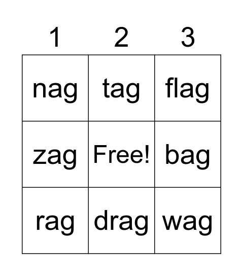 ag family bingo Card