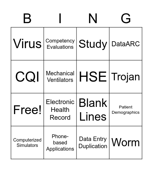 Computer Application E-Medicine Bingo Card