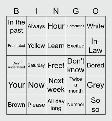 ASL Review BINGO Card