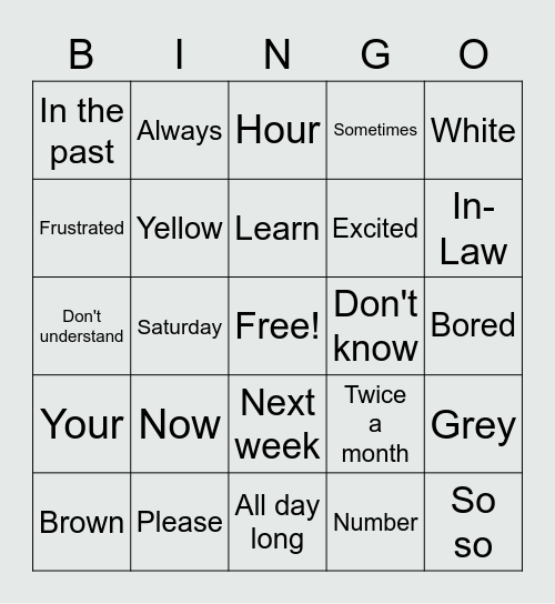 ASL Review BINGO Card