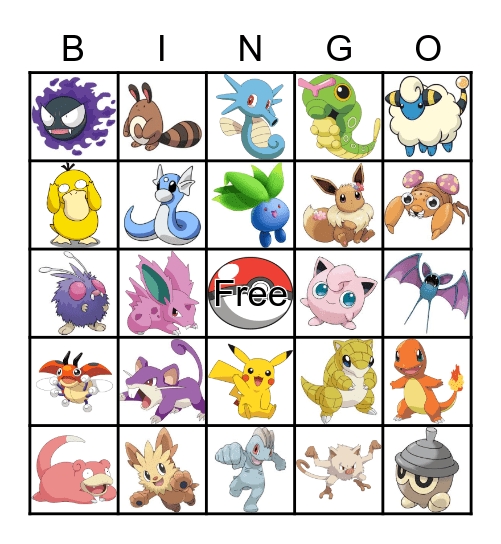 Pokemon Bingo Card