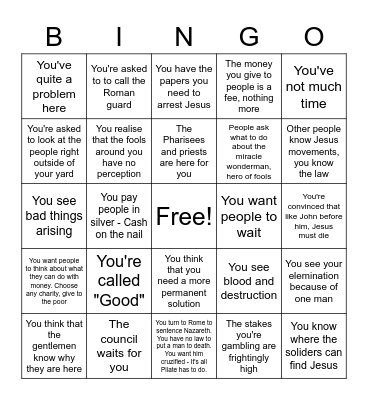 High Priest Caiaphas from Jesus Christ Superstar Bingo Card