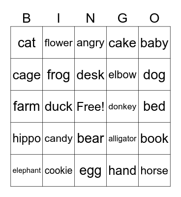 Phonic Vocab Review Bingo Card