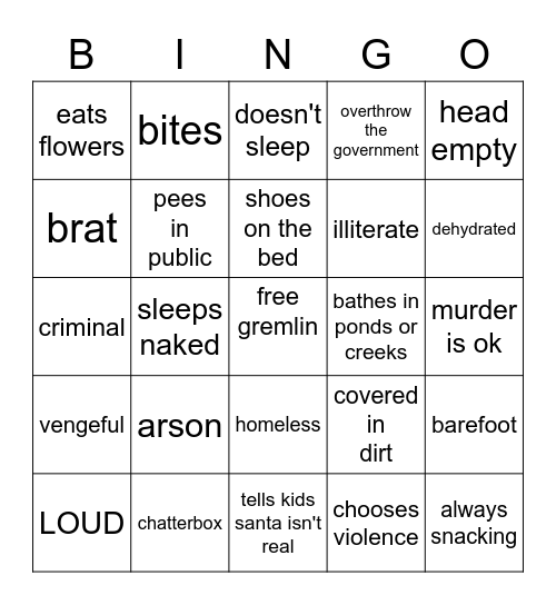 Gremlin Bingo Card