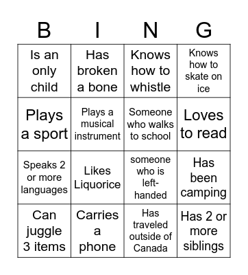 WHO Bingo Card