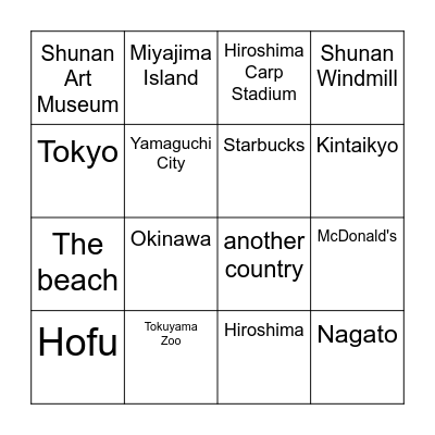 Have you ever visited? Bingo Card