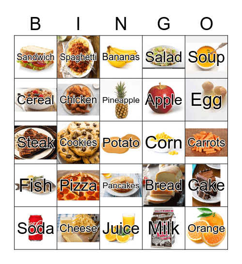 Food Bingo Card